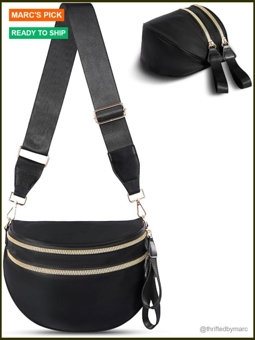 Nylon Crossbody Bag with Adjustable Strap, Large Capacity Sling Purse - Picture 1 of 7